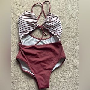 Pink One Piece Cutout Bikini